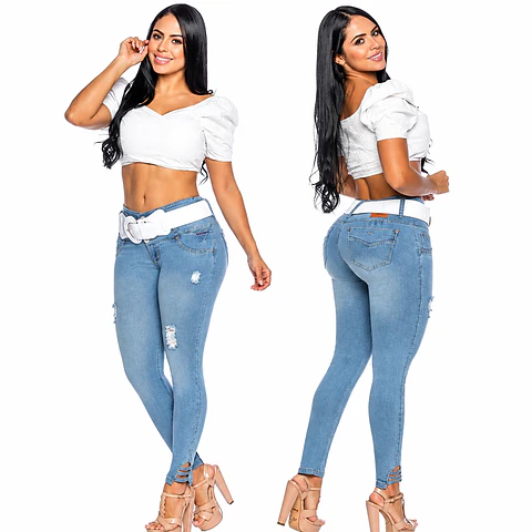 Jeans Colombiano Skinny con Cinturón