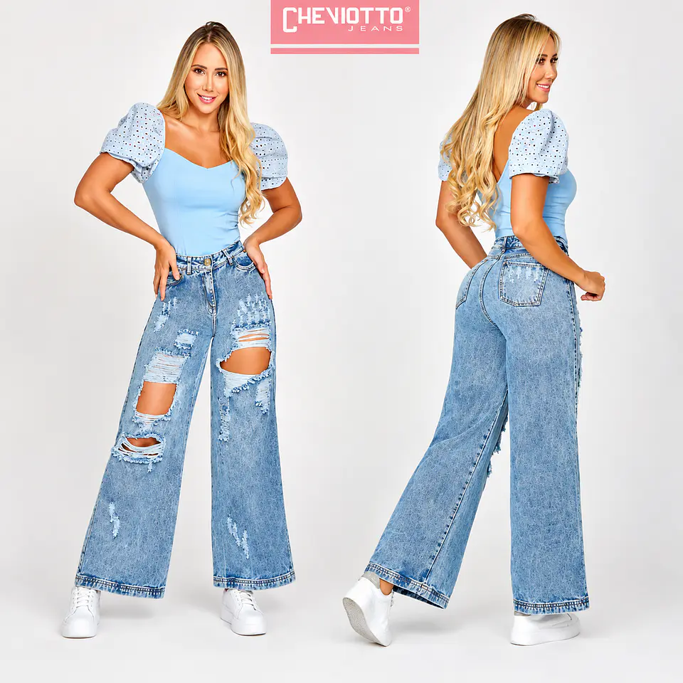 Jeans Colombiano Wide Leg Destroyed 1