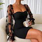 Vestido Negro Elegante con Mangas del Tul - Miniatura 4