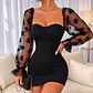 Vestido Negro Elegante con Mangas del Tul - Miniatura 2