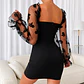 Vestido Negro Elegante con Mangas del Tul - Miniatura 3