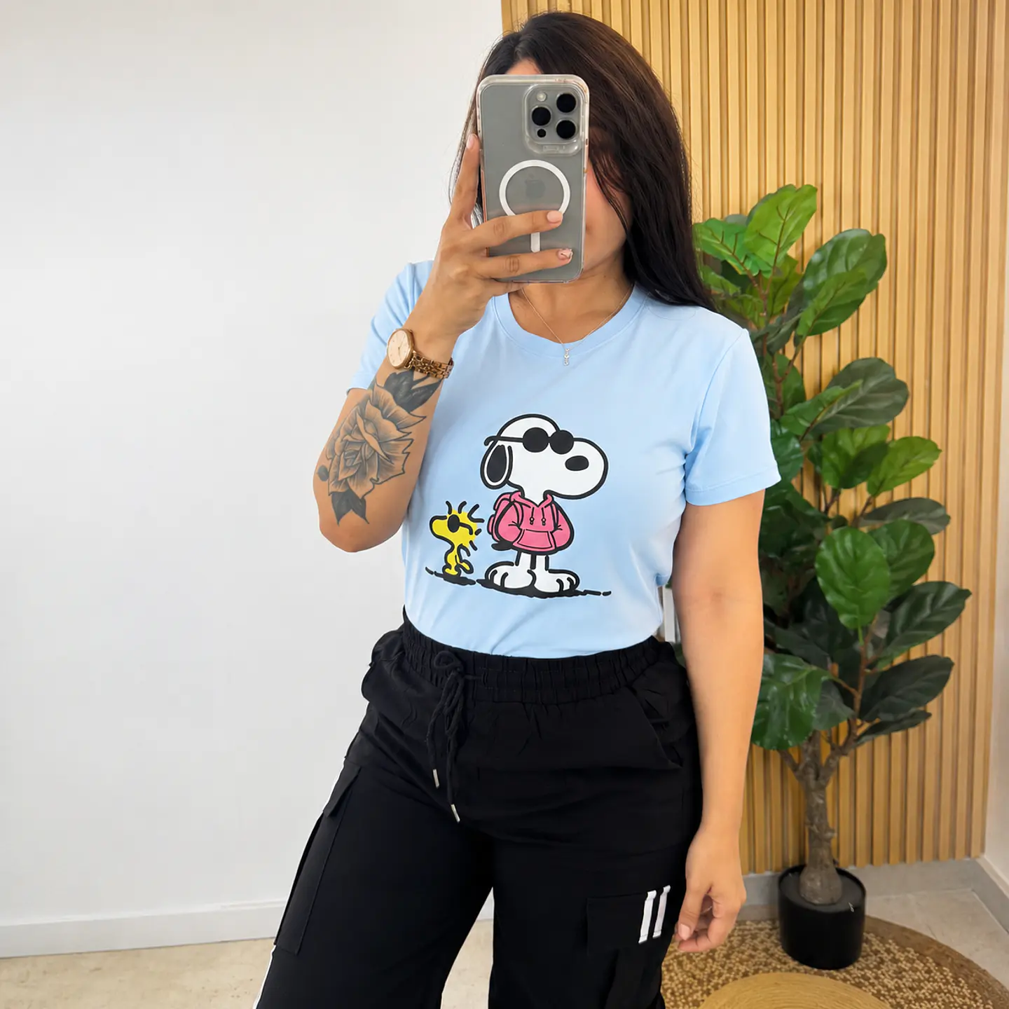 Camiseta Diseño Snoopy y Woodstock Piel de Durazno 1