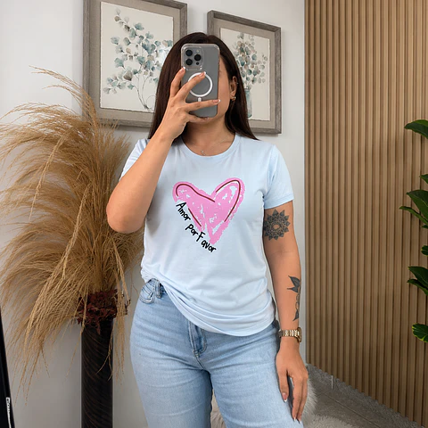Camiseta Diseño "Amor Por Favor" Piel de Durazno