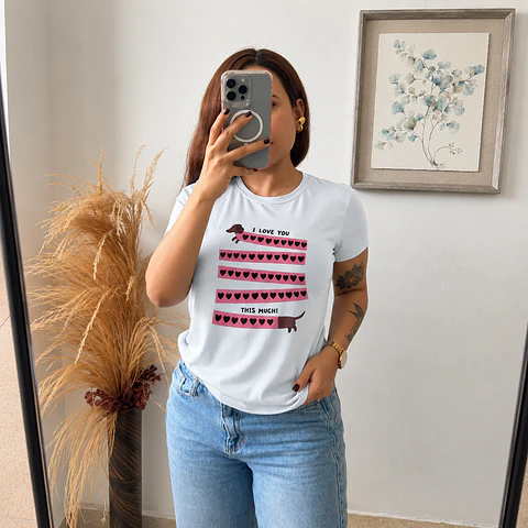 Camiseta Diseño "Perro Salchicha" Piel de Durazno