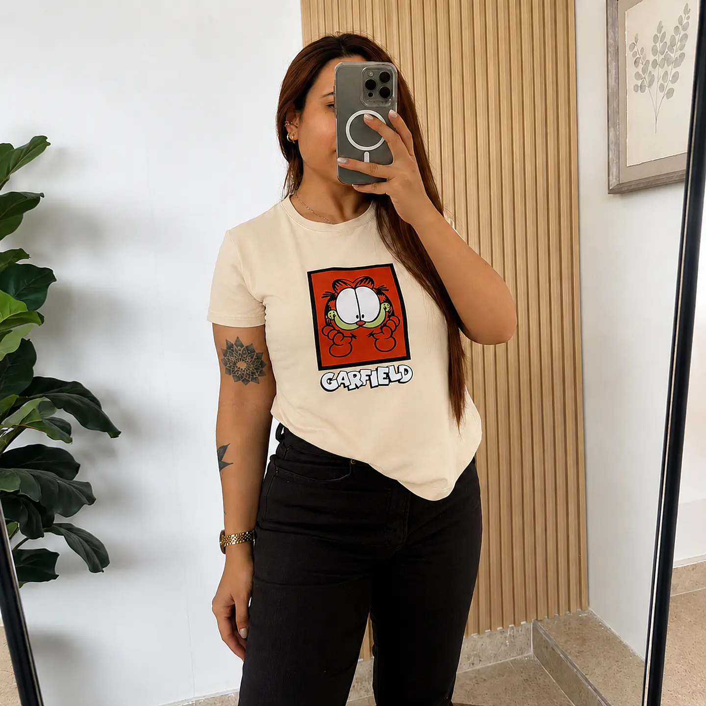 Camiseta Diseño Garfield Piel de Durazno 1