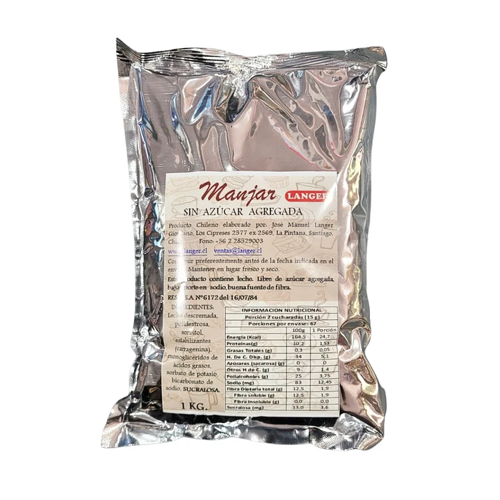 Manjar Langer sin azucar 1kg 1
