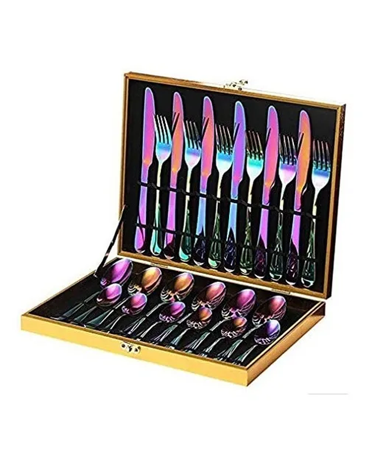 Set 24 Pcs Cuchillería Cubiertos De Lujo Maleta