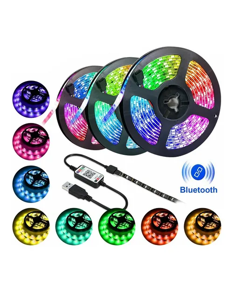 Cinta Tira Luz Led Control Rgb 5050 Bluetooth 5 Metros