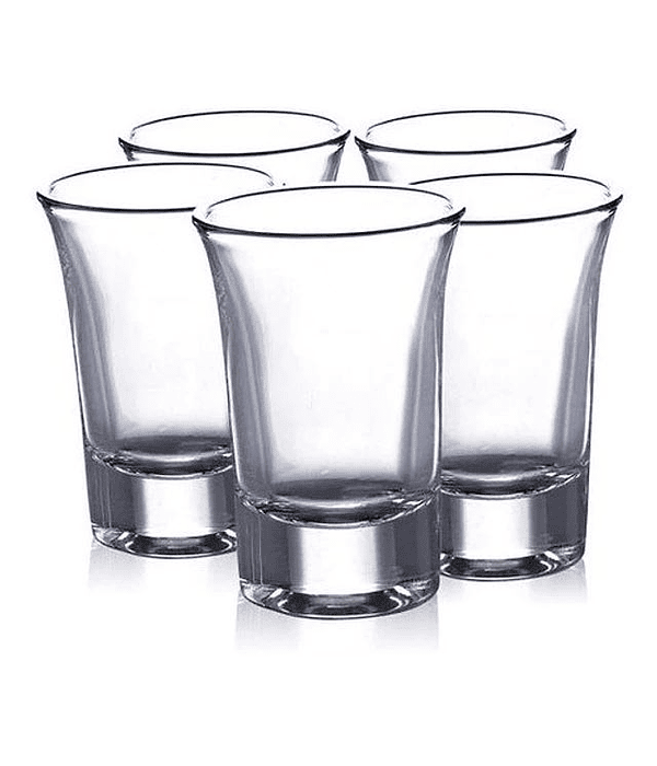 Set 6 Vasos Shot Tequila Cortos Vidrio