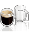 Pack 2 Tazas Doble Pared Vidrio 250ml Cafe Te Capuccino