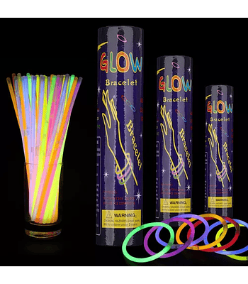 100 Pulseras Luminosas Neon Glow Cotillon Año Nuevo Fiesta