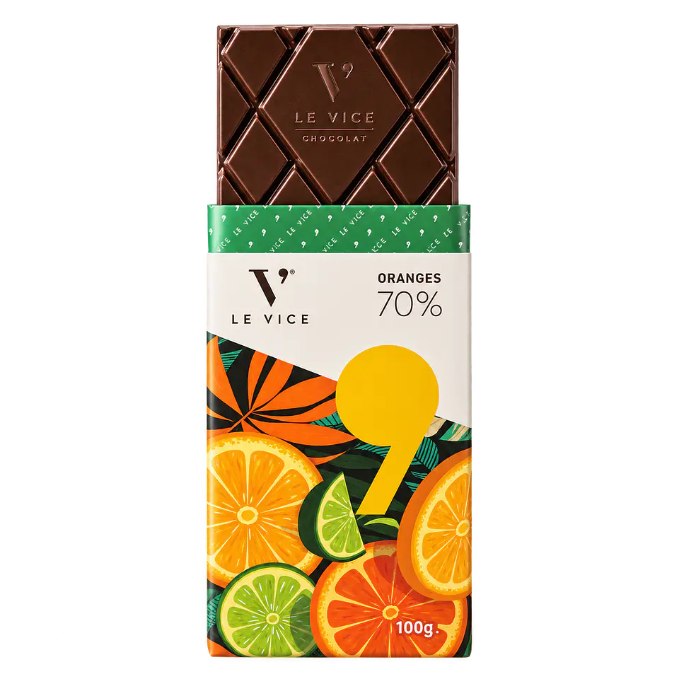 Tableta Chocolate Naranja 100 g 70% Cacao Le Vice 1