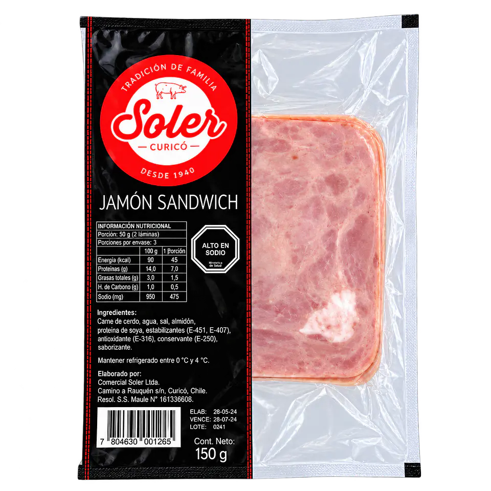 Jamón Sandwich 150 g Soler 1