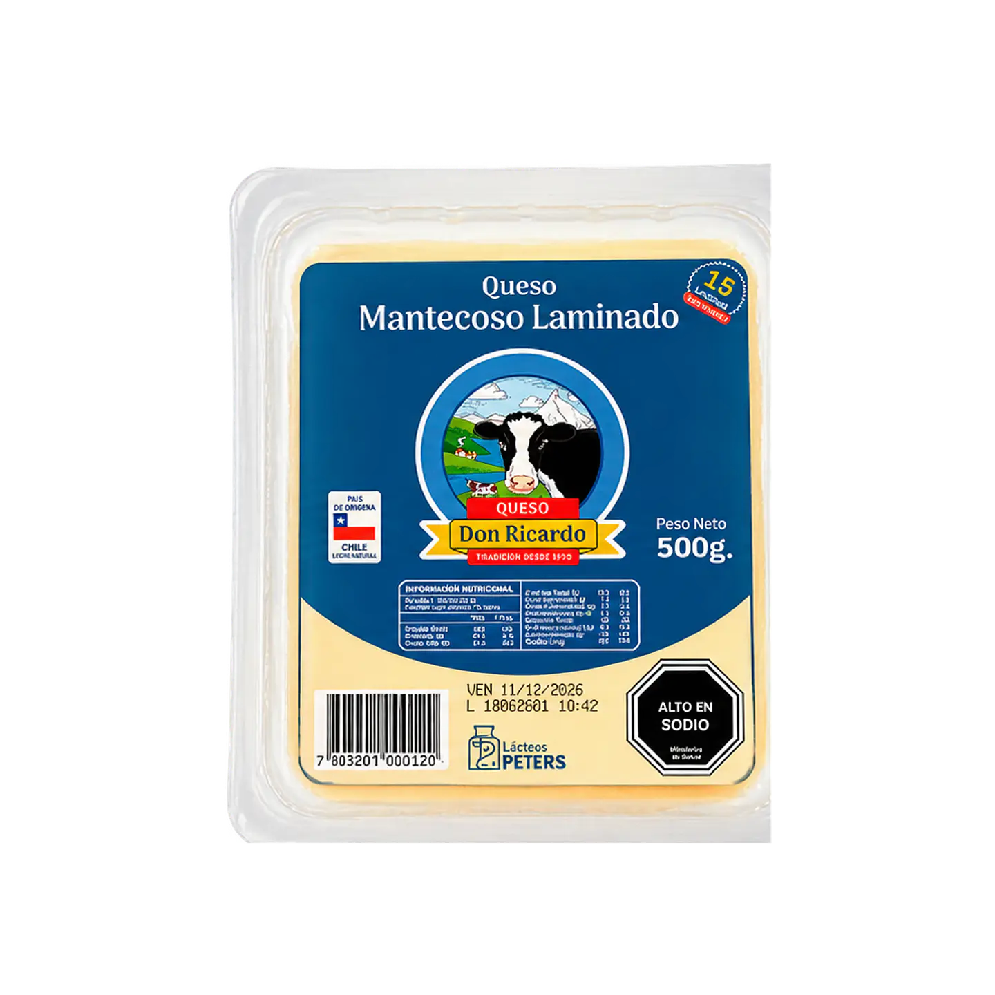 Queso Mantecoso Laminado 500 g Don Ricardo 1