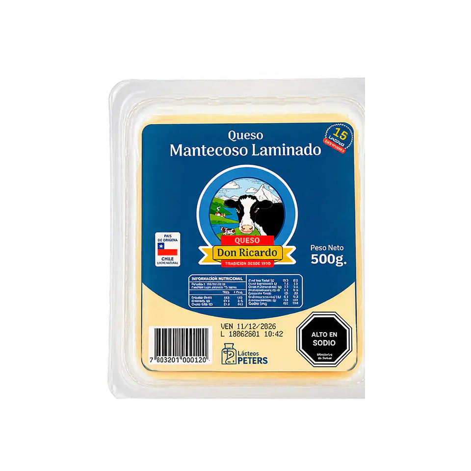 Queso Mantecoso Laminado 500 g Don Ricardo 1