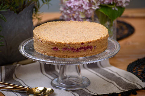 Torta crocante de frambuesa El Mercader