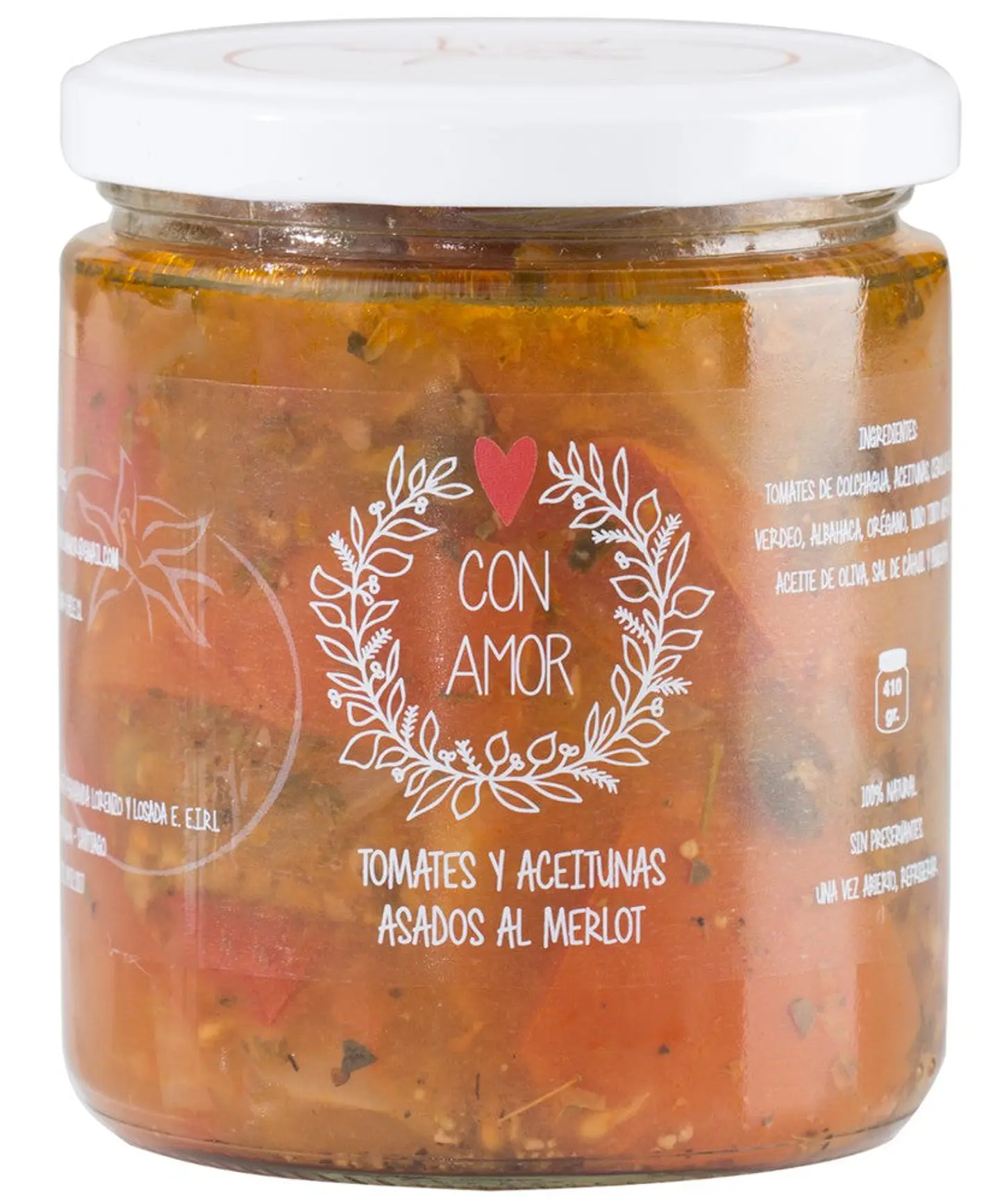 Tomates y aceitunas asados al Merlot grande Con Amor 1
