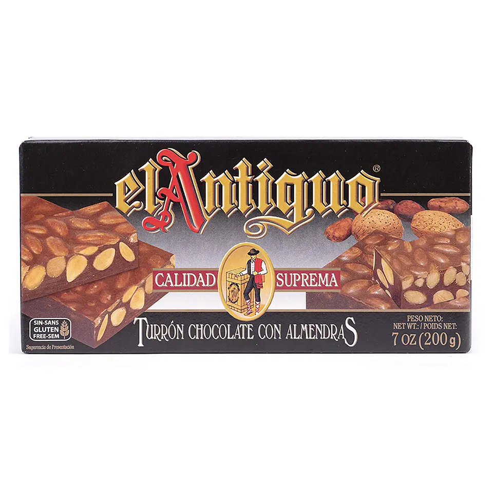 Turrón de chocolate con almendras tostadas 200 g El Antiguo 1