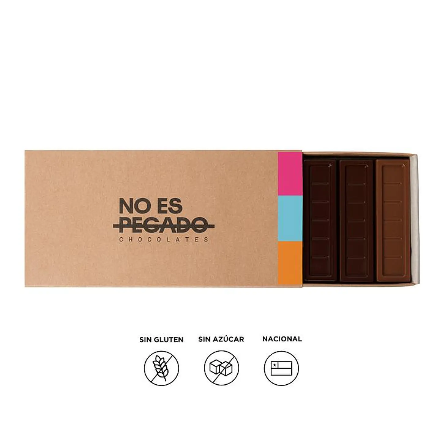 Caja de 7 barritas de chocolate mix sin azúcar 154 gr No es Pecado | Majo 1