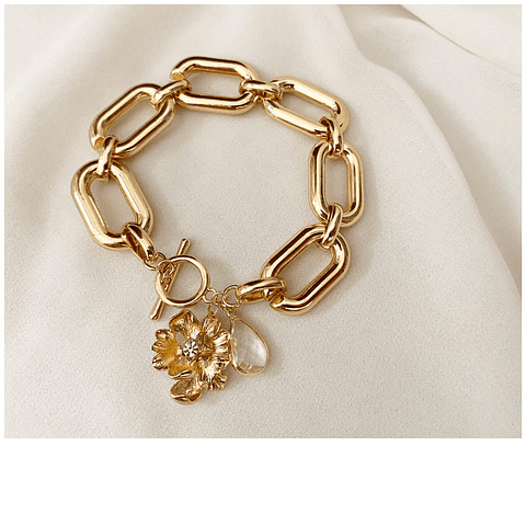 Pulsera timón y flor 