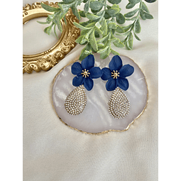 Aros flor azul con circones