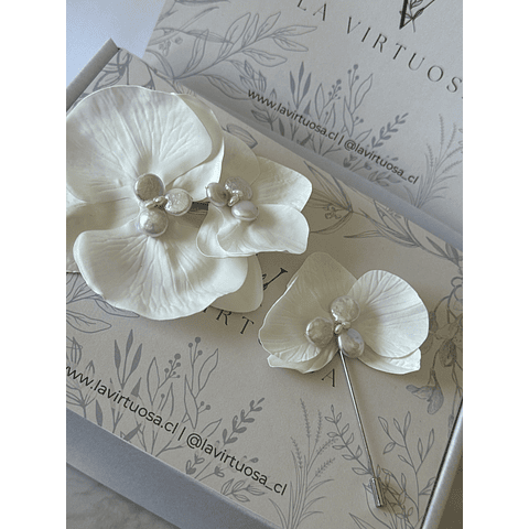 Bouttoniere orquídea para novio