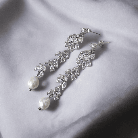 Aros circones y perla 