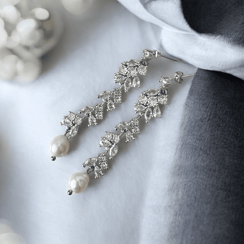 Aros circones y perla 