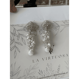 Aros racimo perlas y cristal 