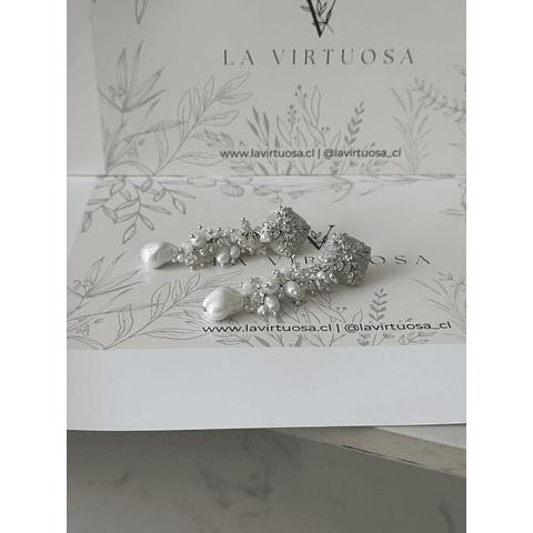 Aros racimo perlas y cristal 