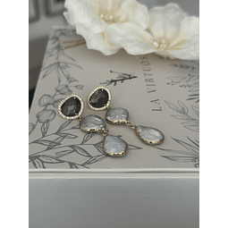 Aros labradorita y perla barroca