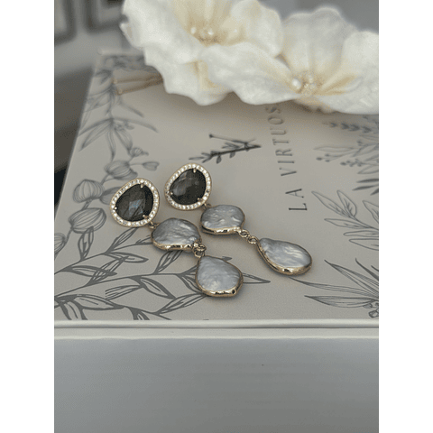 Aros labradorita y perla barroca