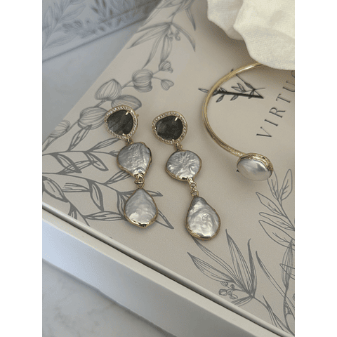 Aros labradorita y perla barroca