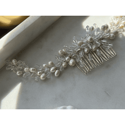 Tocado cristal y perlas 