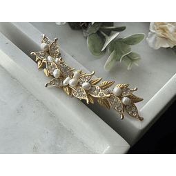 Tocado hojas y perlas