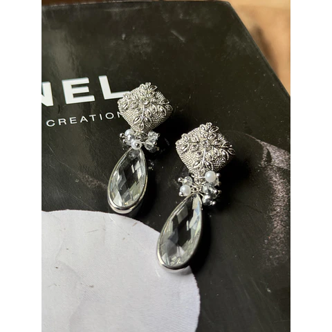 Aros olivo y cristal XL plata