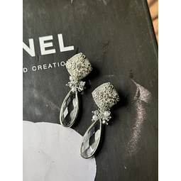 Aros olivo y cristal XL plata