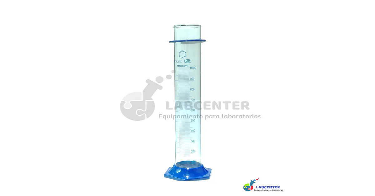 PROBETA DE VIDRIO BASE HEXAGONAL PLASTICA AZUL 1000 ML