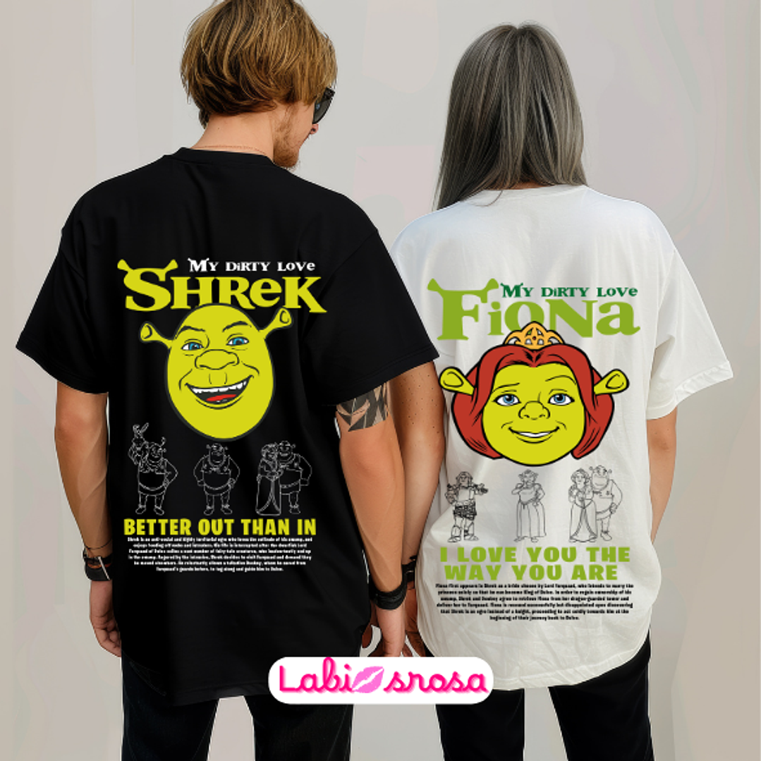CONJUTO DE DUAS TSHITS - SHREK E FIONA 1