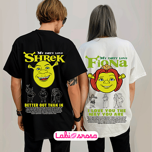 CONJUTO DE DUAS TSHITS - SHREK E FIONA