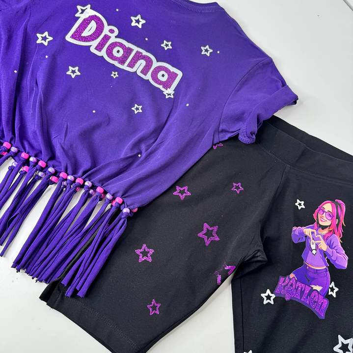 CONJUNTO DE TSHIRT FRANJAS  E CALÇOES - KATLEN 2