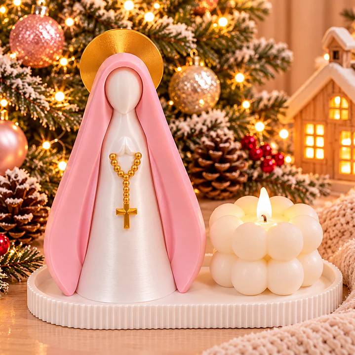 CONJUNTO PERSONALIZADO NOSSA SENHORA + BANDEJA + SUPORTE DE VELA - 3D 2