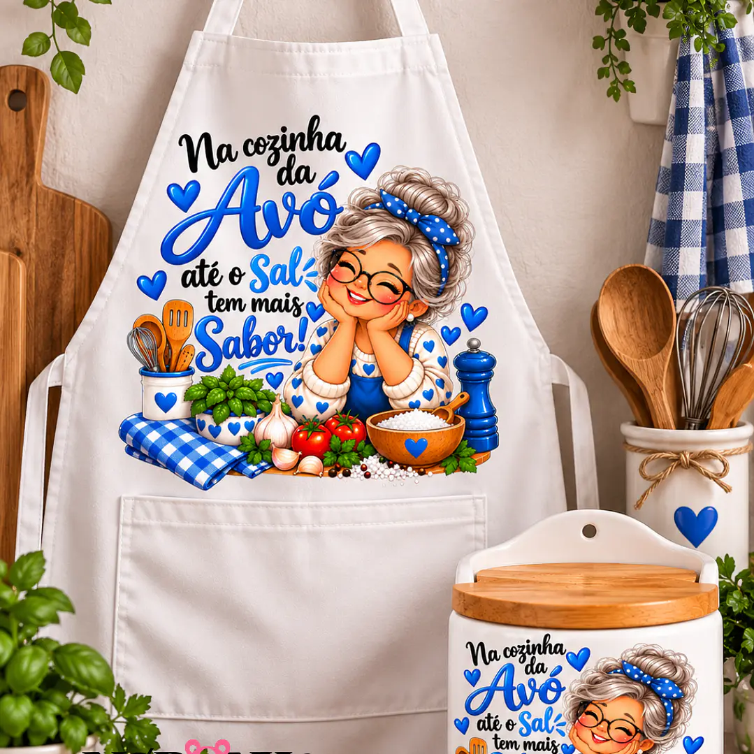  CONJUNTO AVENTAL + SALEIRO PERSONALIZADO - AVÓ 1