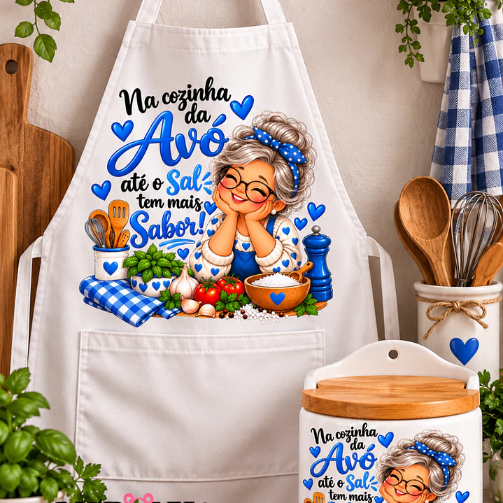  CONJUNTO AVENTAL + SALEIRO PERSONALIZADO - AVÓ 1