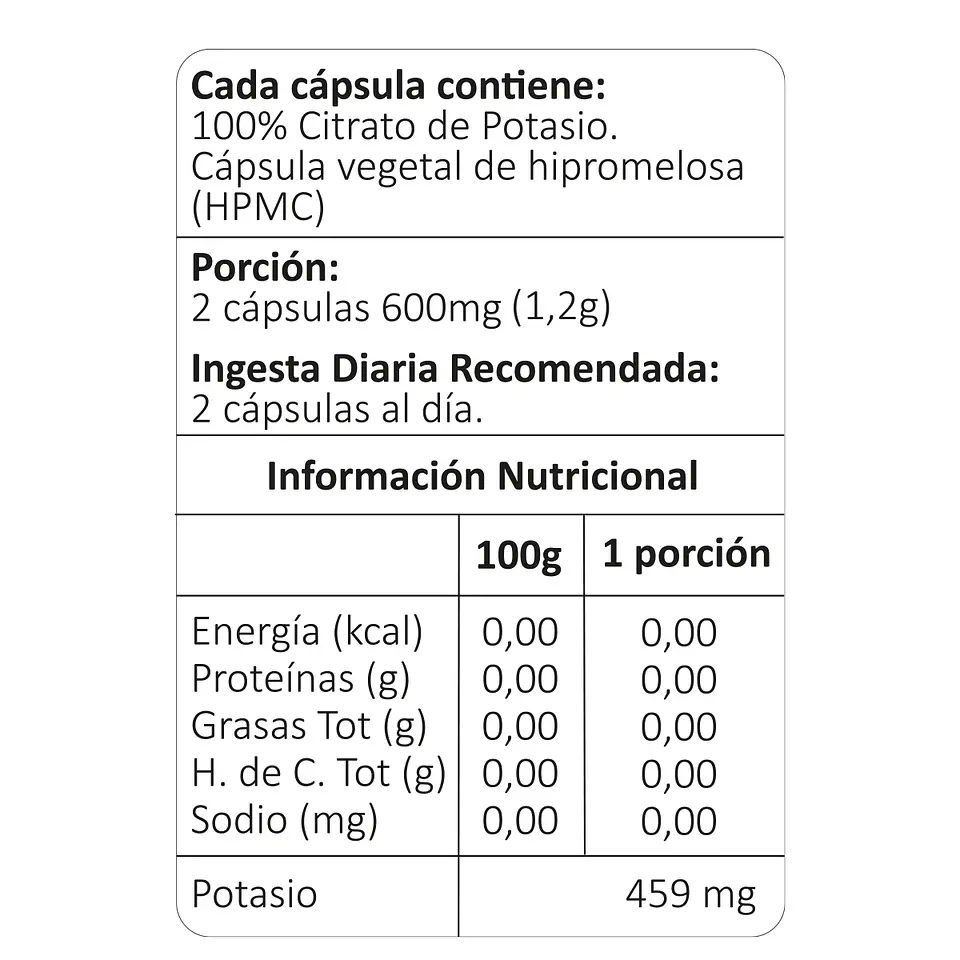 Citrato de Potasio, 60 cápsulas vegetales 4