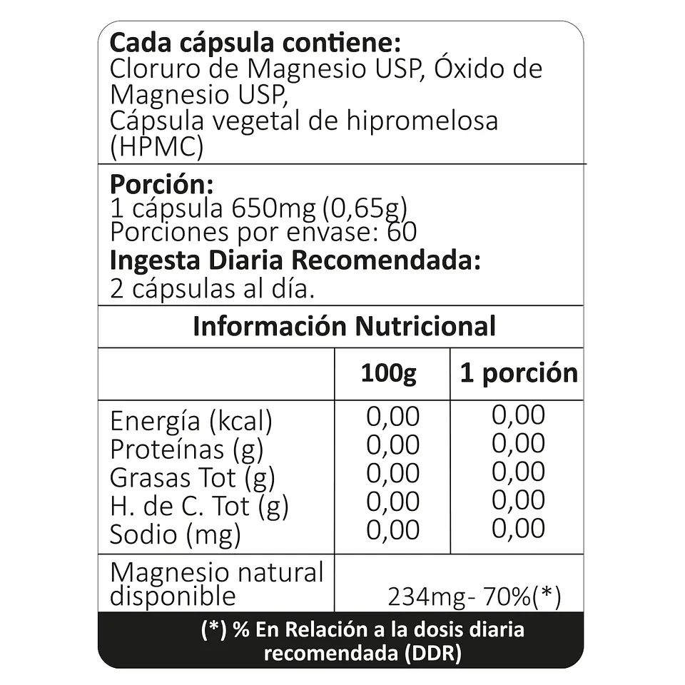 Cloruro de Magnesio, 60 cápsulas vegetales 4