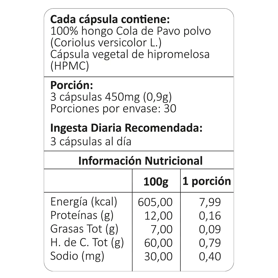 Cola de Pavo, 90 cápsulas vegetales 4