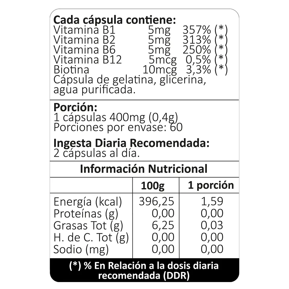 Complejo B + Biotina, 60 cápsulas blandas 4