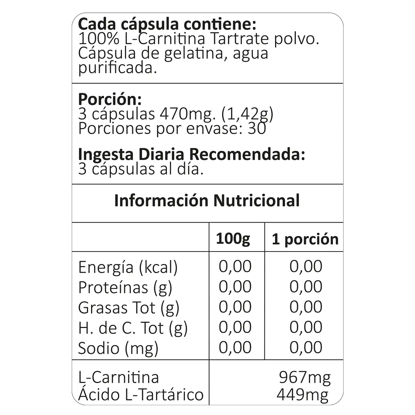 L-Carnitina Tartrate, 90 cápsulas 4