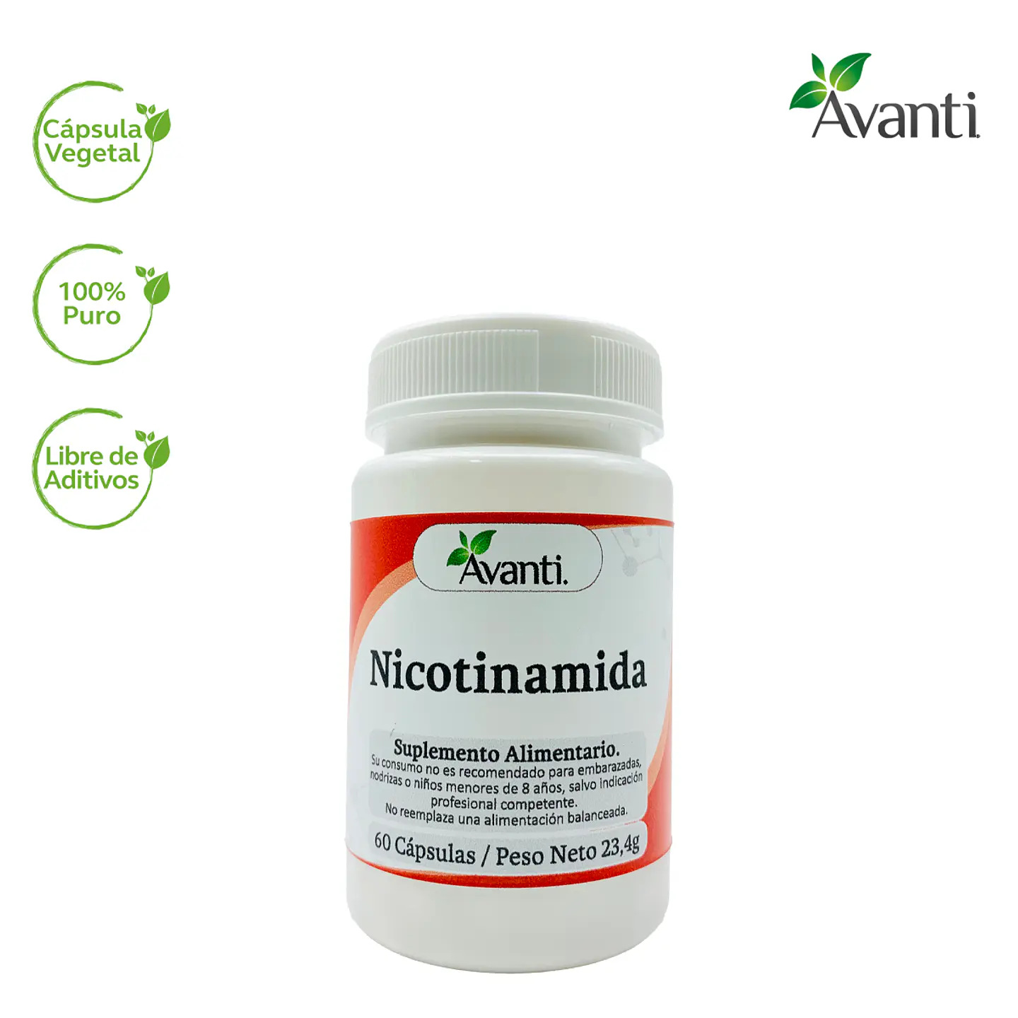 Nicotinamida, 60 cápsulas vegetales 3